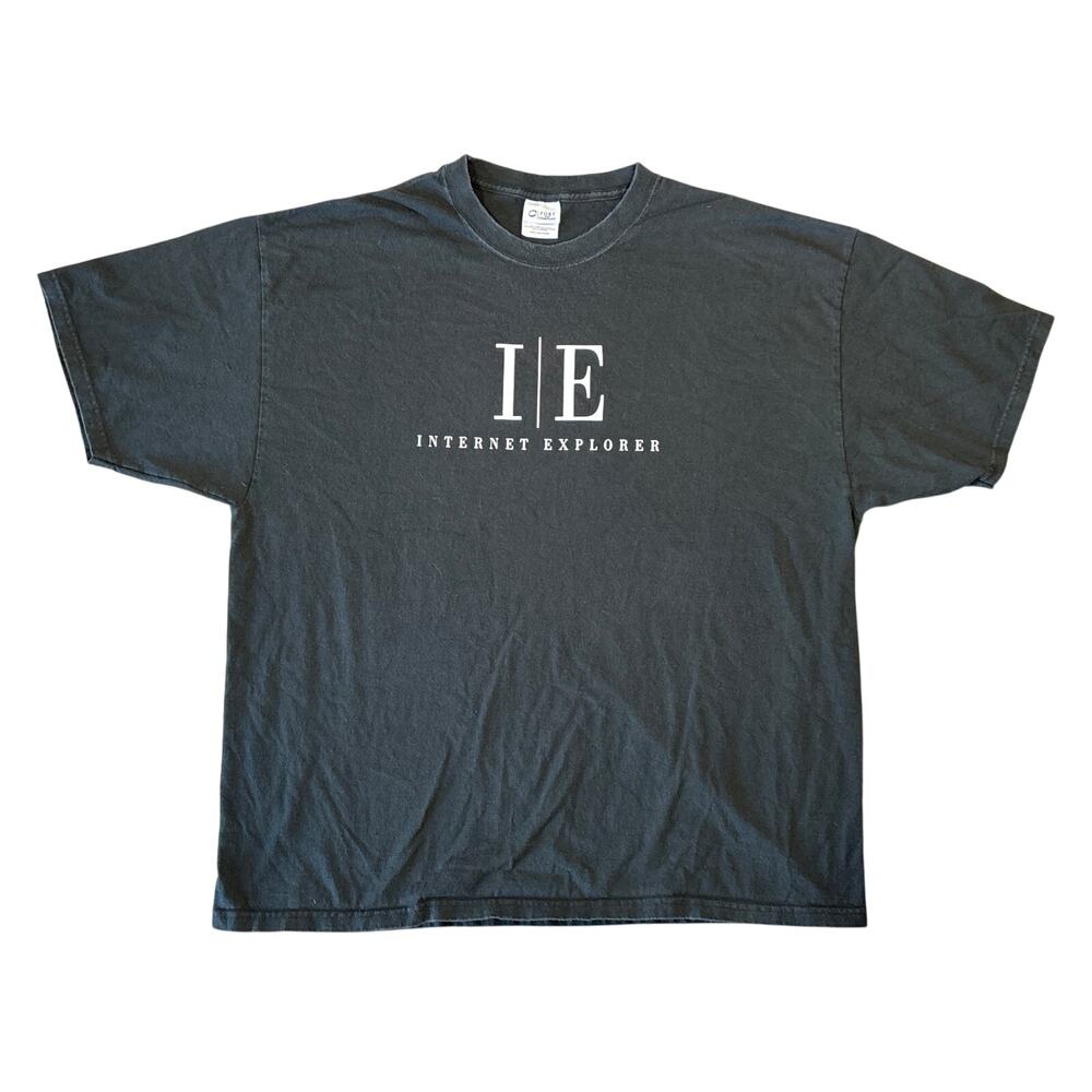 Y2K IE INTERNET EXPLORER Microsoft early internet logo tee XXL promo shirt Vtg
